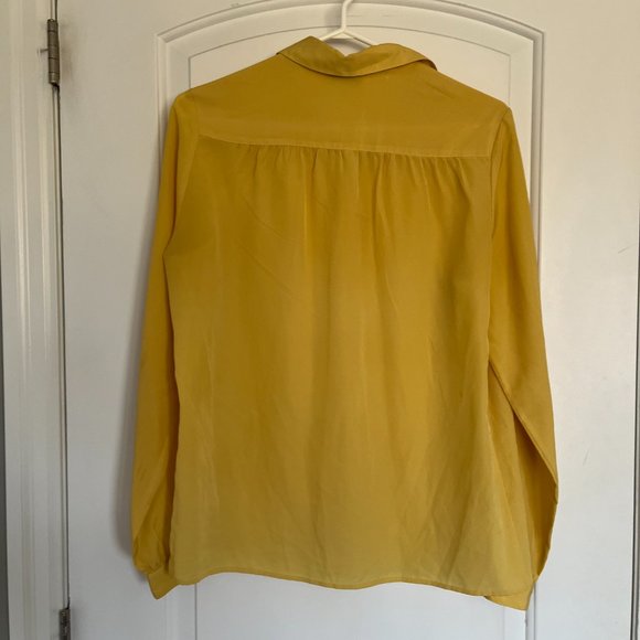 Mustard yellow sheer long-sleeved blouse - Picture 2 of 5